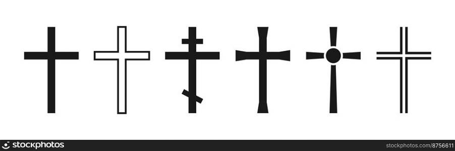 Cross symbol. Christian cross icon collection. Vector illustration