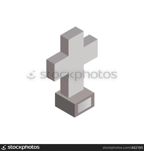 Cross tombstone isometric 3d icon on a white background. Cross tombstone isometric 3d icon