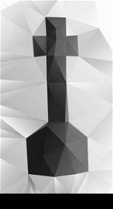 Cross tombstone made of vector geometric shapes (crumpled paper). Vector cross tombstone