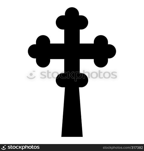 Cross trefoil shamrock on church cupola domical with cut Cross monogram Religious cross icon black color vector illustration flat style simple image