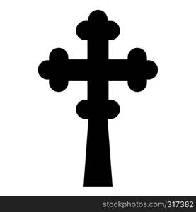 Cross trefoil shamrock on church cupola domical with cut Cross monogram Religious cross icon black color vector illustration flat style simple image