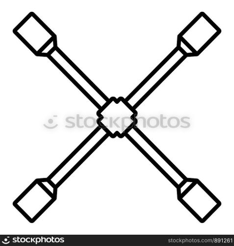 Cross wheel key icon. Outline cross wheel key vector icon for web design isolated on white background. Cross wheel key icon, outline style