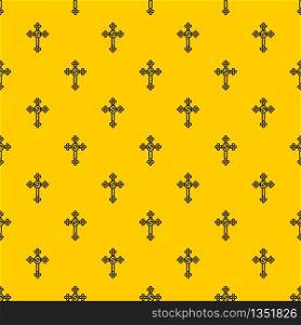 Cross with diamonds pattern seamless vector repeat geometric yellow for any design. Cross with diamonds pattern vector