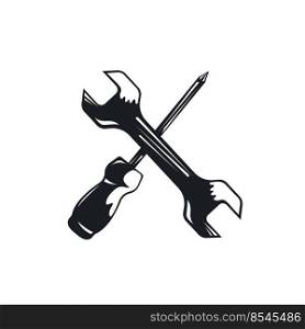 cross wrench with  screwdriver icon vector element concept design template web