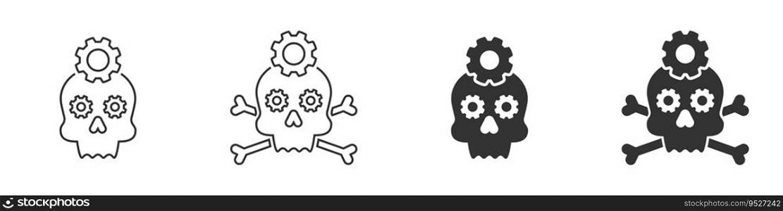 Crossbones and gears. Death skull icon. Vector illustration.