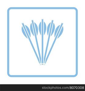 Crossbow bolts icon. Blue frame design. Vector illustration.