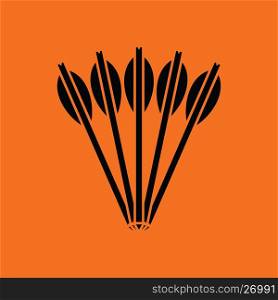 Crossbow bolts icon. Orange background with black. Vector illustration.