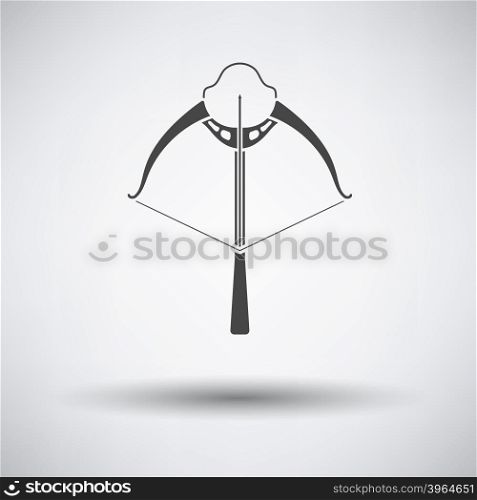 Crossbow icon on gray background with round shadow. Vector illustration.
