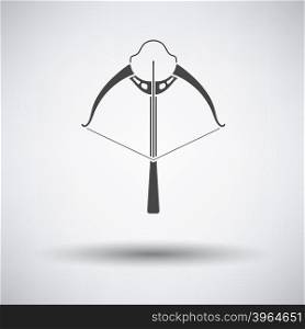 Crossbow icon on gray background with round shadow. Vector illustration.