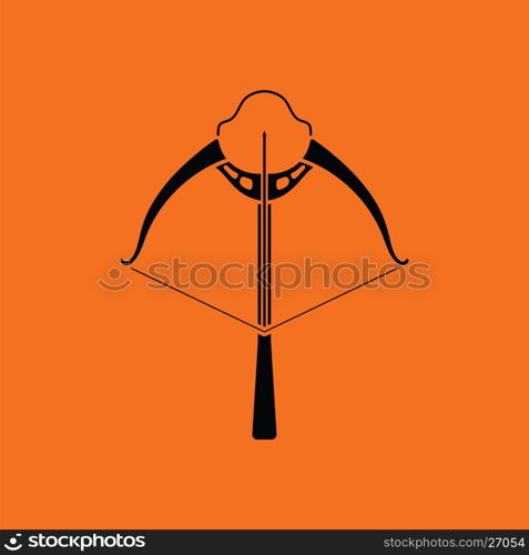 Crossbow icon. Orange background with black. Vector illustration.