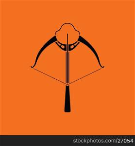Crossbow icon. Orange background with black. Vector illustration.