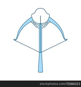 Crossbow Icon. Thin Line With Blue Fill Design. Vector Illustration.
