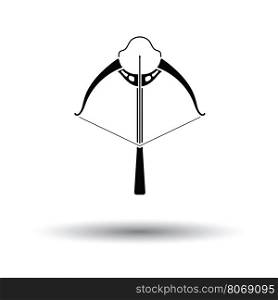 Crossbow icon. White background with shadow design. Vector illustration.
