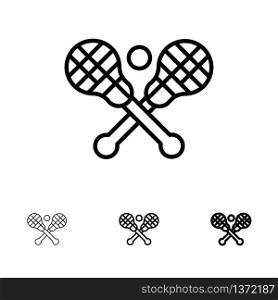 Crosse, Lacrosse, Stick, Sticks Bold and thin black line icon set