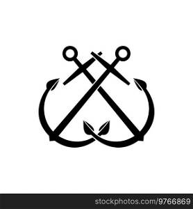 Crossed anchors isolated marine objects. Vector crossed ship ankers, vessel mooring symbol. Two crossed anchors marine nautical anker isolated