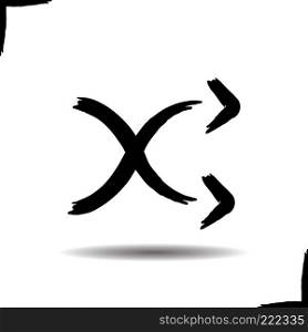 Crossed arrows icon. Drop shadow art symbol. Shuffle. Ink brush stroke. Vector isolated illustration. Crossed arrows icon