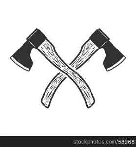 Crossed axe isolated on white background. Vector illustration