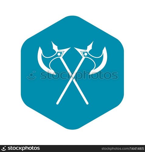 Crossed battle axes icon in simple style on a white background vector illustration. Crossed battle axes icon, simple style