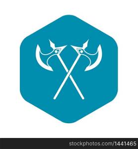 Crossed battle axes icon in simple style on a white background vector illustration. Crossed battle axes icon, simple style