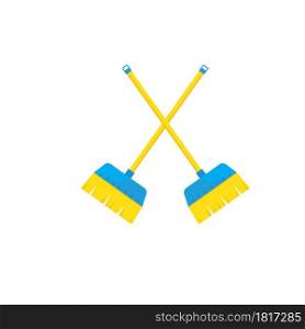 crossed broom illustration vector template,symbol of cleaner design