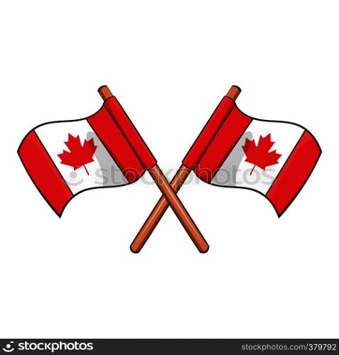 Crossed Canada flags icon. Cartoon illustration of crossed Canada flags vector icon for web. Crossed Canada flags icon, cartoon style