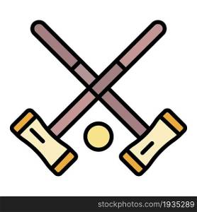 Crossed croquet icon. Outline crossed croquet vector icon color flat isolated. Crossed croquet icon color outline vector