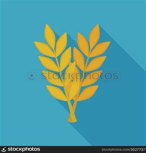 Crossed ears of wheat or barley icon in flat long shadow design.. Crossed ears of wheat or barley icon in flat long shadow design