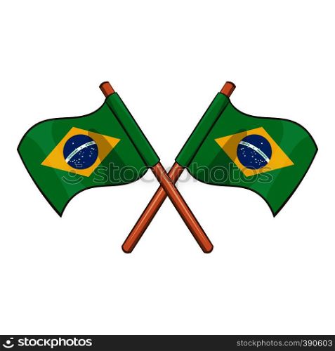 Crossed flags of Brazil brazil icon. Cartoon illustration of crossed flags of Brazil vector icon for web. Crossed flags of Brazil icon, cartoon style