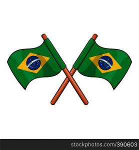 Crossed flags of Brazil brazil icon. Cartoon illustration of crossed flags of Brazil vector icon for web. Crossed flags of Brazil icon, cartoon style