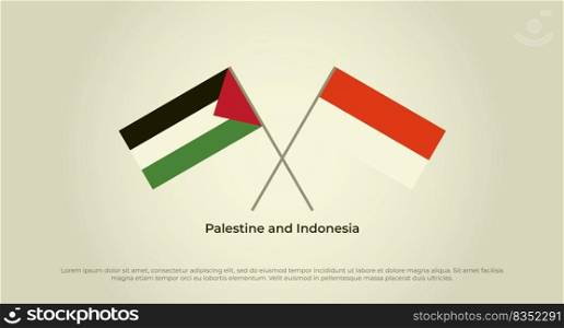 Crossed flags of Palestine and Indonesia. Official colors. Correct proportion