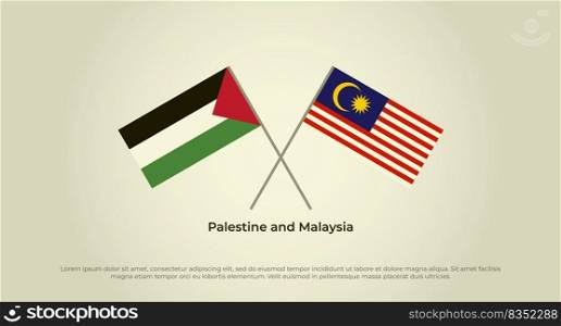 Crossed flags of Palestine and Malaysia. Official colors. Correct proportion