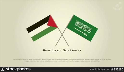 Crossed flags of Palestine and Saudi Arabia. Official colors. Correct proportion