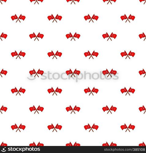 Crossed flags of Turkey pattern. Cartoon illustration of crossed flags of Turkey vector pattern for web. Crossed flags of Turkey pattern, cartoon style