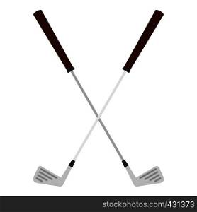 Crossed golf clubs icon flat isolated on white background vector illustration. Crossed golf clubs icon isolated