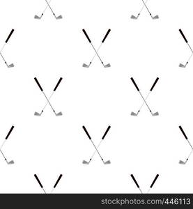 Crossed golf clubs pattern seamless background in flat style repeat vector illustration. Crossed golf clubs pattern seamless