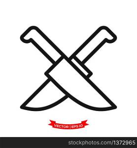 crossed knife icon vector logo template, chef knife vector icon, kitchen utensil icon