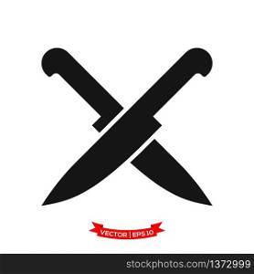 crossed knife icon vector logo template, chef knife vector icon, kitchen utensil icon