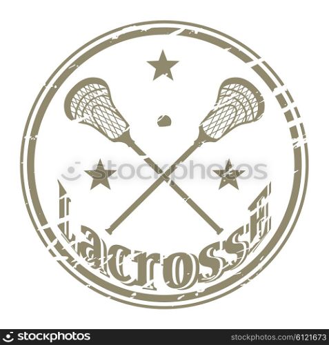 Crossed lacrosse stick and ball. Vintage. Vector illustration