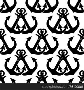 Crossed marine anchors seamless pattern with two black ship anchors. For adventure or travel design usage. Crossed marine anchors seamless pattern