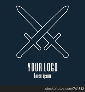 Crossed medieval swords. Design element for logo, emblem. Clean and modern vector illustration.