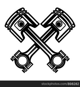 Crossed motorcycle pistons. Design element for poster, flyer, card, banner. Vector illustration