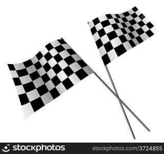 Crossed racing flags isolated on white background.
