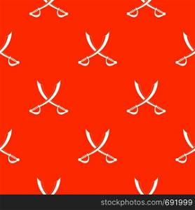 Crossed sabers pattern repeat seamless in orange color for any design. Vector geometric illustration. Crossed sabers pattern seamless