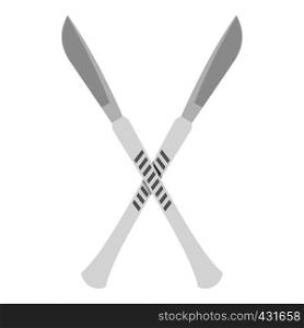 Crossed scalpels icon flat isolated on white background vector illustration. Crossed scalpels icon isolated