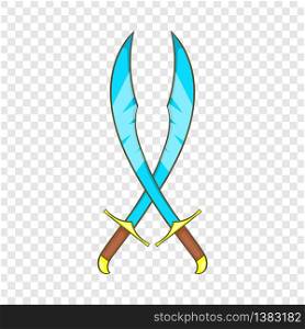 Crossed scimitars icon. Cartoon illustration of turkish scimitar vector icon for web design. Crossed scimitars icon, cartoon style