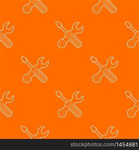 Crossed screwdriver and wrench pattern vector orange for any web design best. Crossed screwdriver and wrench pattern vector orange
