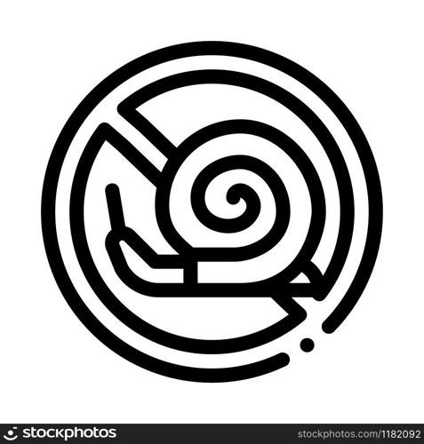 Crossed Snail Icon Vector. Outline Crossed Snail Sign. Isolated Contour Symbol Illustration. Crossed Snail Icon Vector Outline Illustration