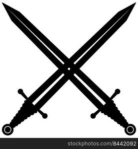 crossed swords icon on white background. sword logo. European straight swords. flat style.