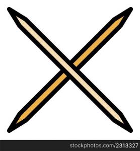 Crossed toothpick icon. Outline crossed toothpick vector icon color flat isolated. Crossed toothpick icon color outline vector