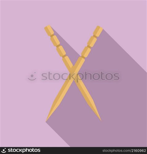 Crossed toothstick icon flat vector. Tooth stick. Wood olive stick. Crossed toothstick icon flat vector. Tooth stick